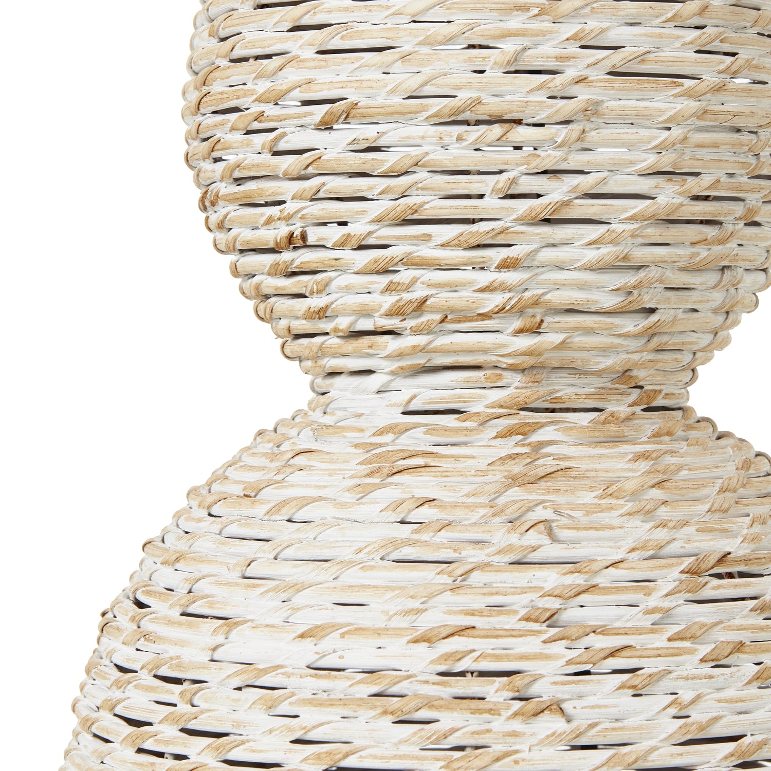 White Wash Wicker Globe Table Lamp With Linen Shade - Lighting from the Quanta Home collection.