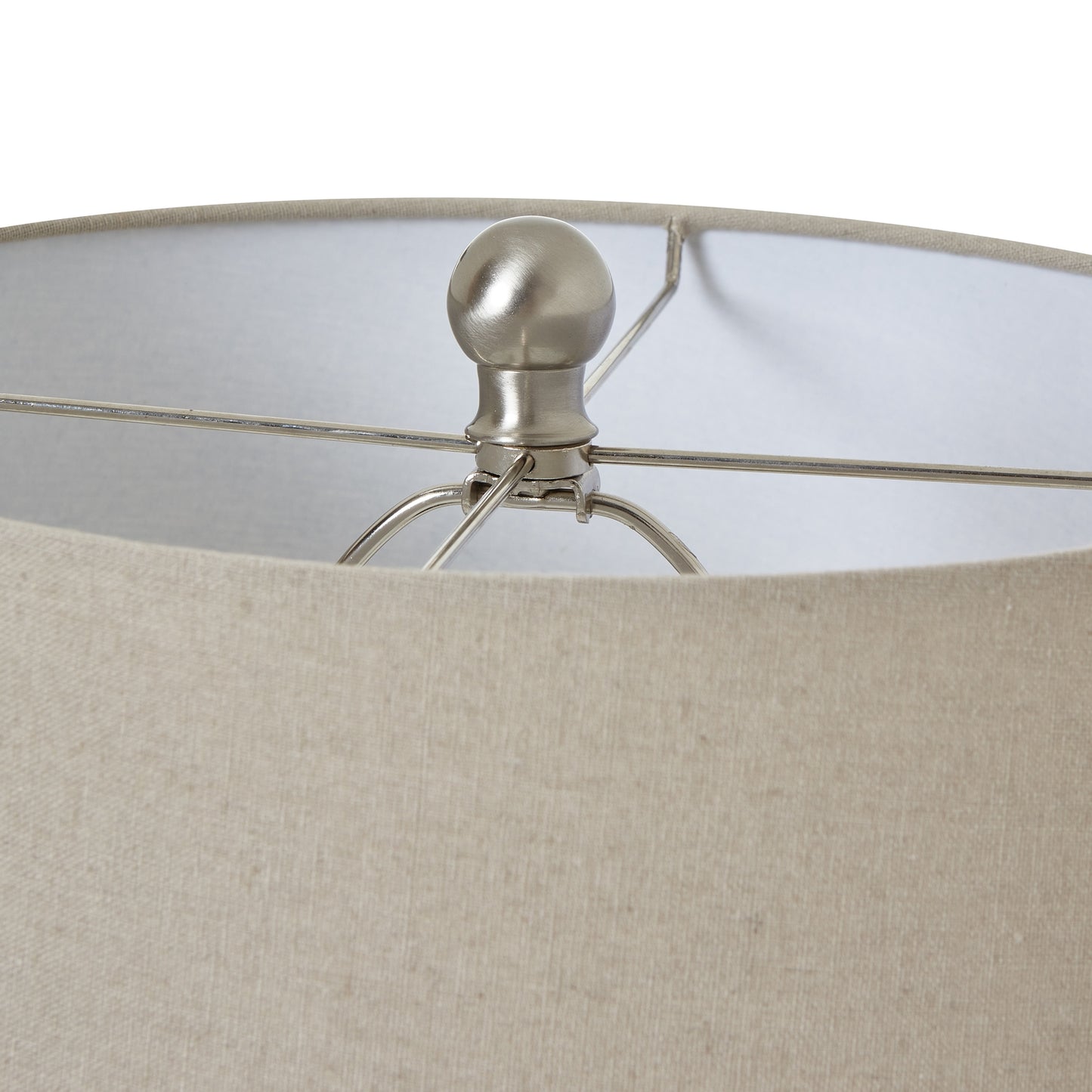 White Ceramic Ginger Jar Lamp With Linen Shade - Lighting from the Quanta Home collection.