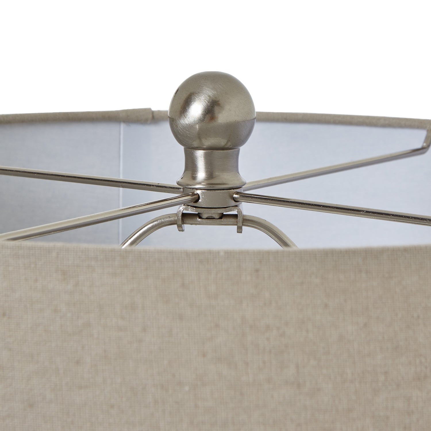 Squat White Beaded Ceramic Lamp With Linen Shade - Lighting from the Quanta Home collection.