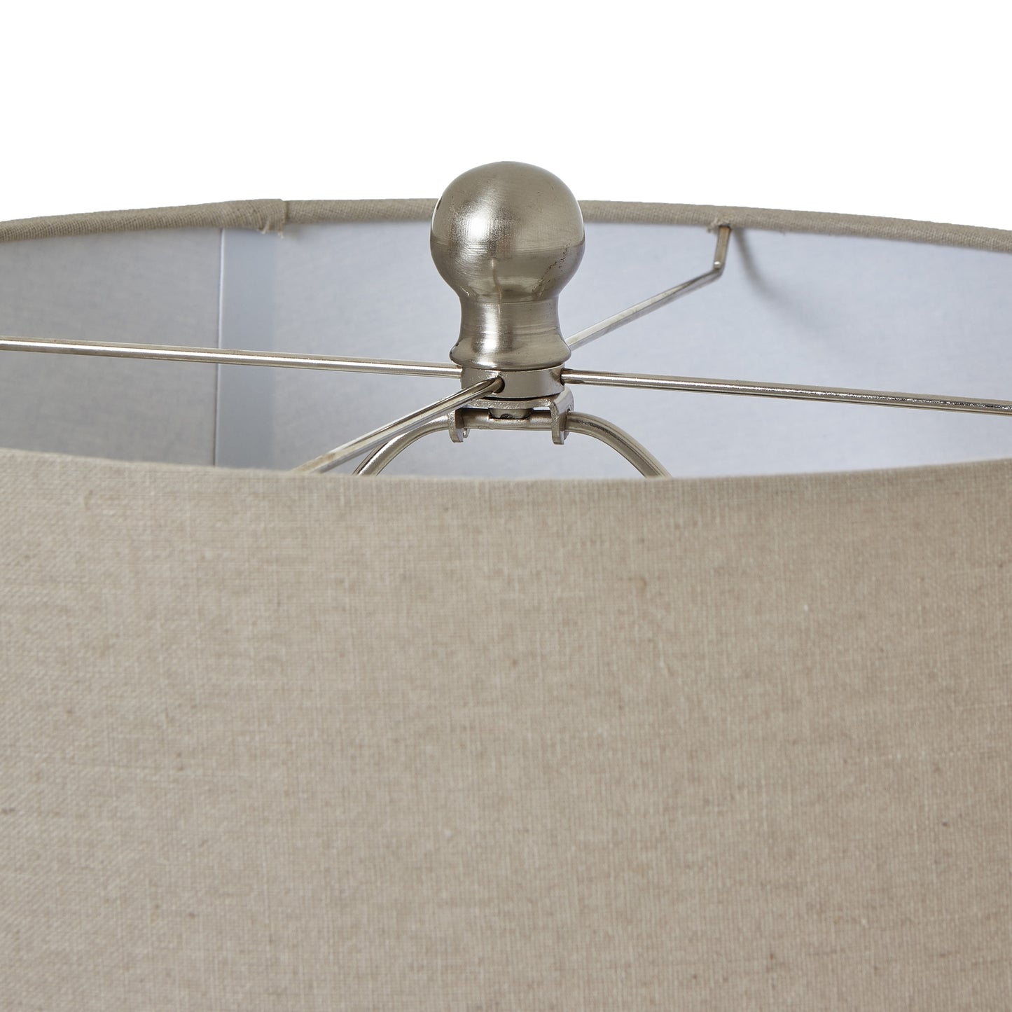 White Beaded Ceramic Lamp With Linen Shade - Lighting from the Quanta Home collection.