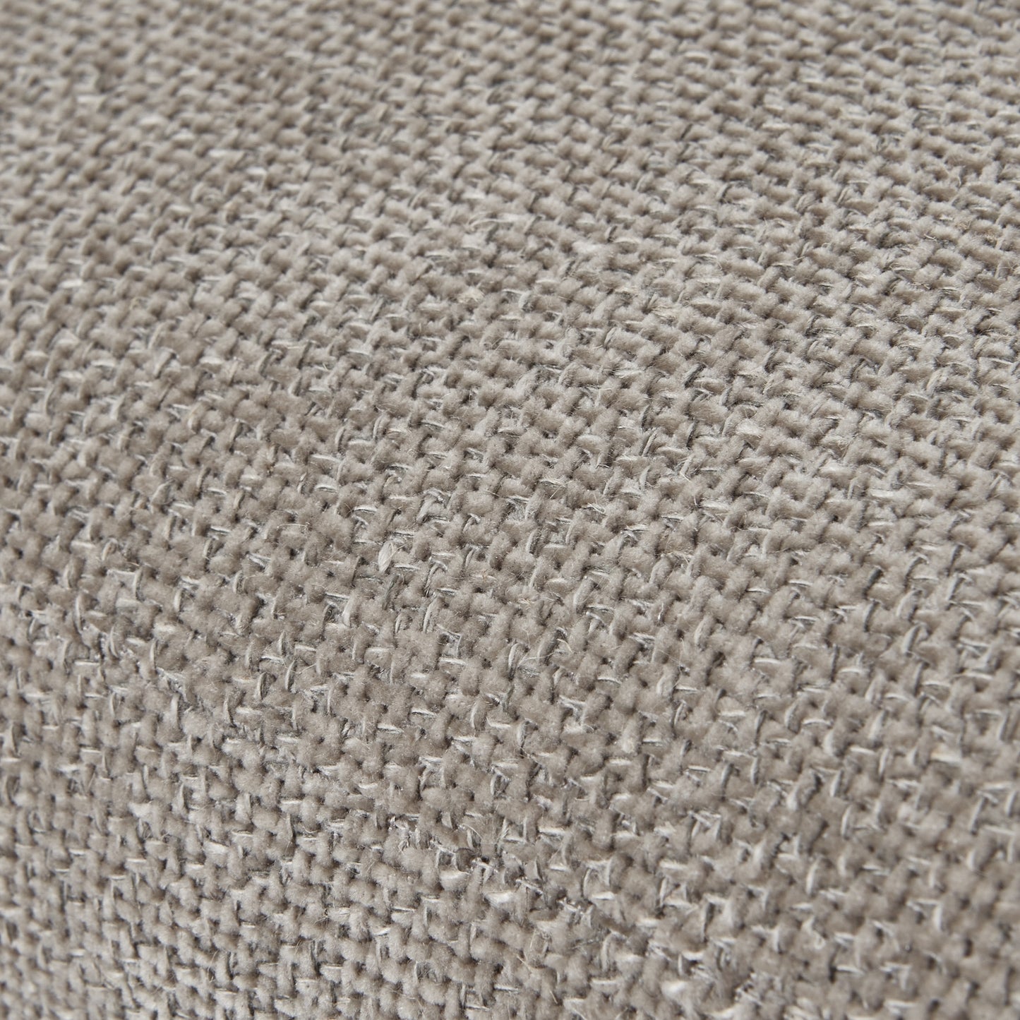 Woven taupe fabric dining chair with a sturdy wooden frame and a curved silhouette for enhanced comfort and elegance.