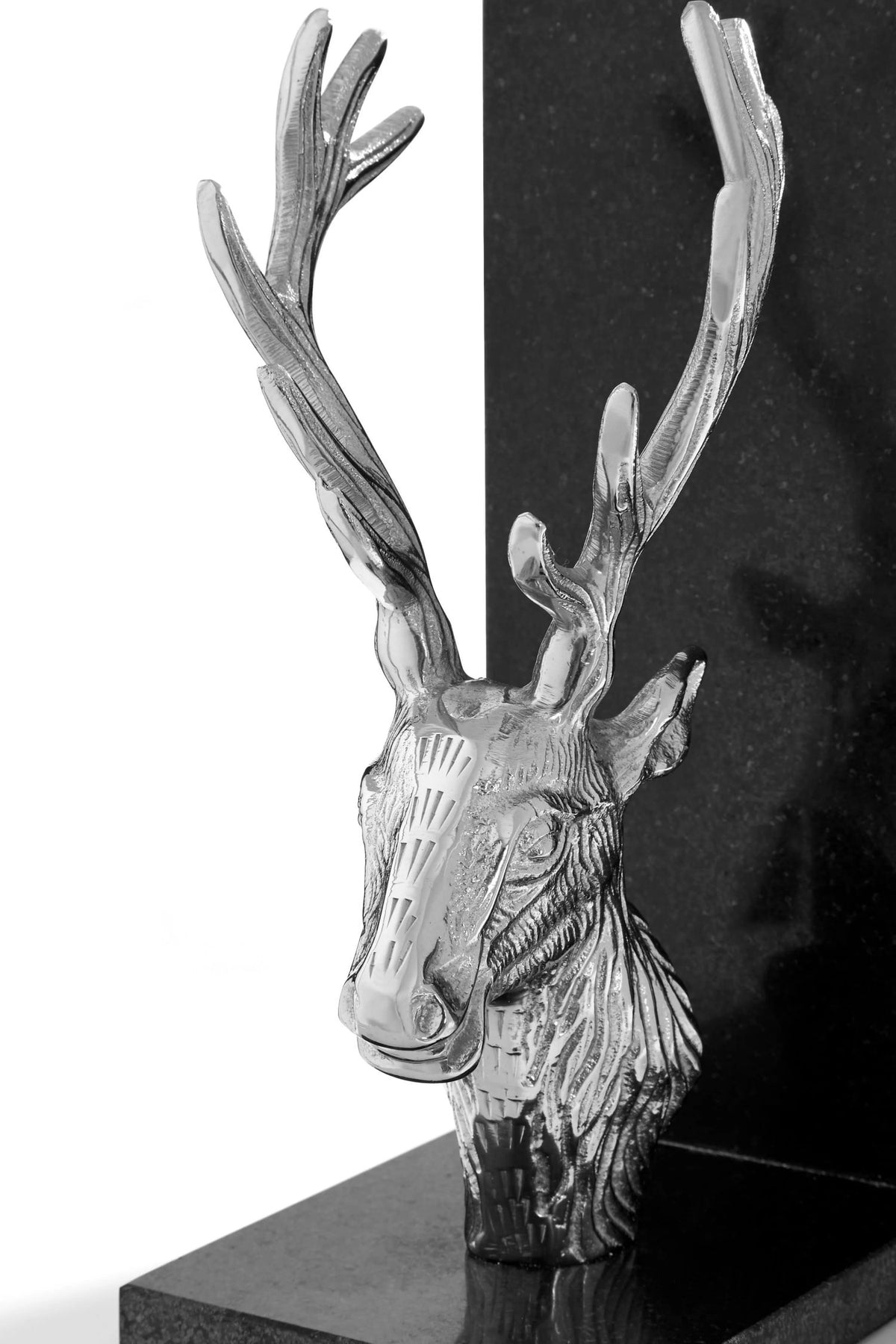 Keepsake Set of 2 Stag Bookends with Marble Base