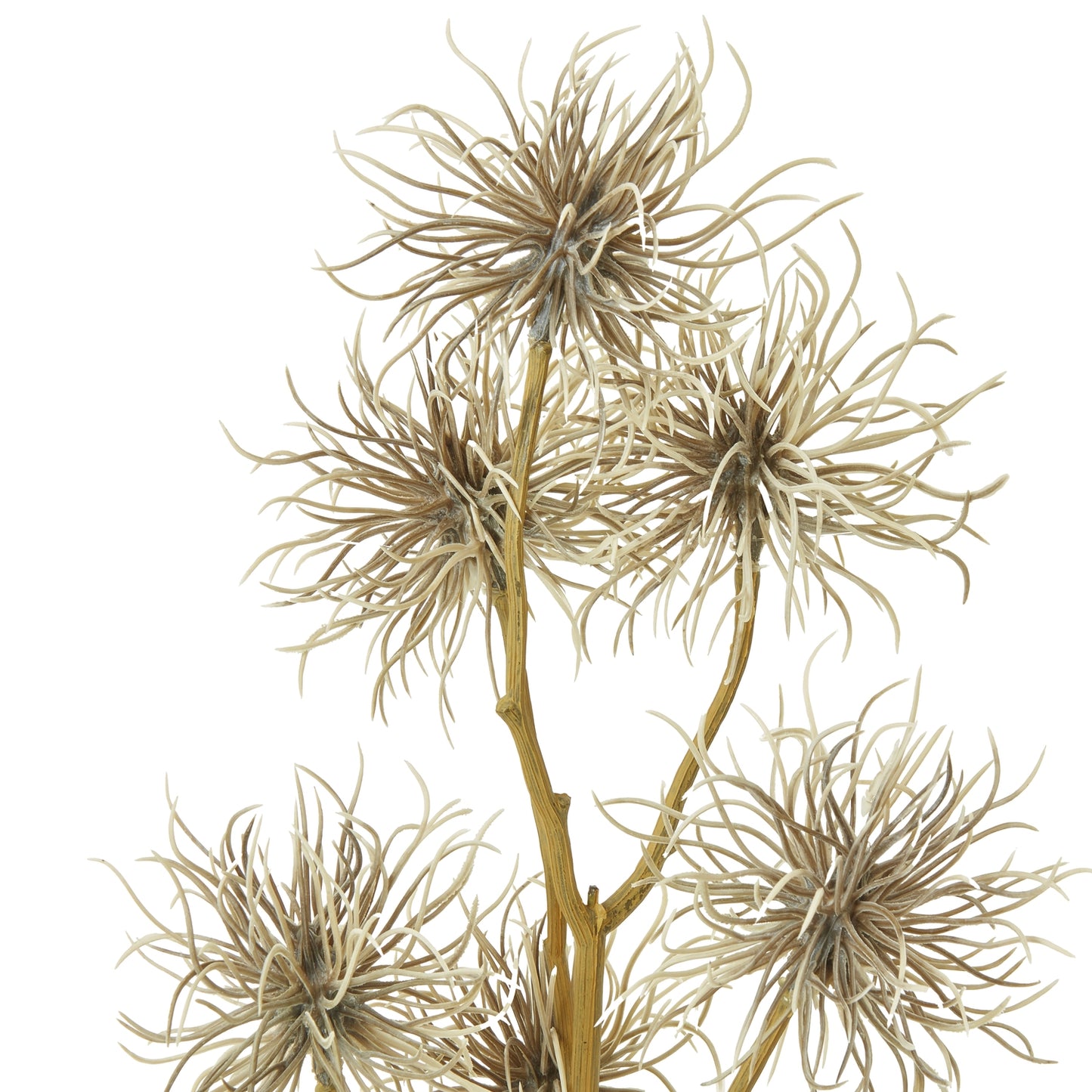 Brown Xanthium Spray features intricately designed, wispy blooms with a natural, organic look, ideal for diverse decor styles.