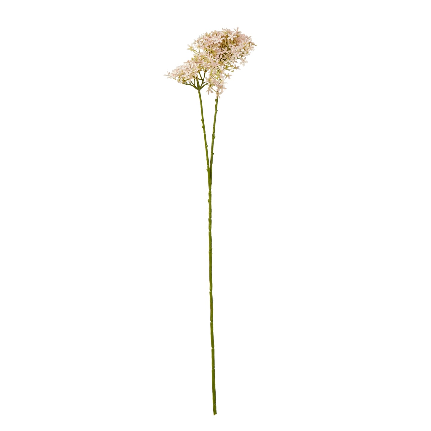 Delicate pink blooms atop a slender green stem, showcasing lifelike craftsmanship for elegant home decor.