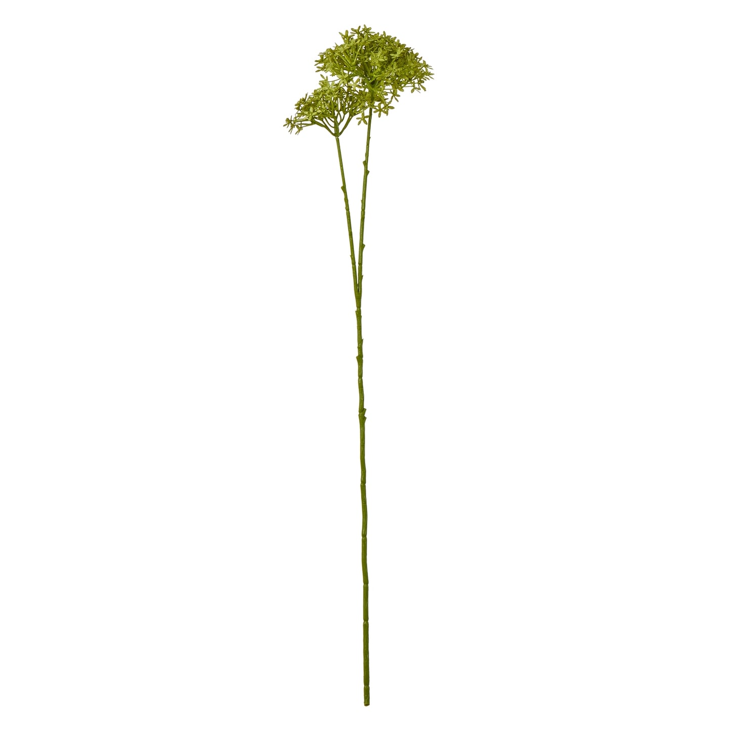 Lush green hydrangea stem with multiple realistic blooms, set on a sturdy stem, perfect for elegant home decor.
