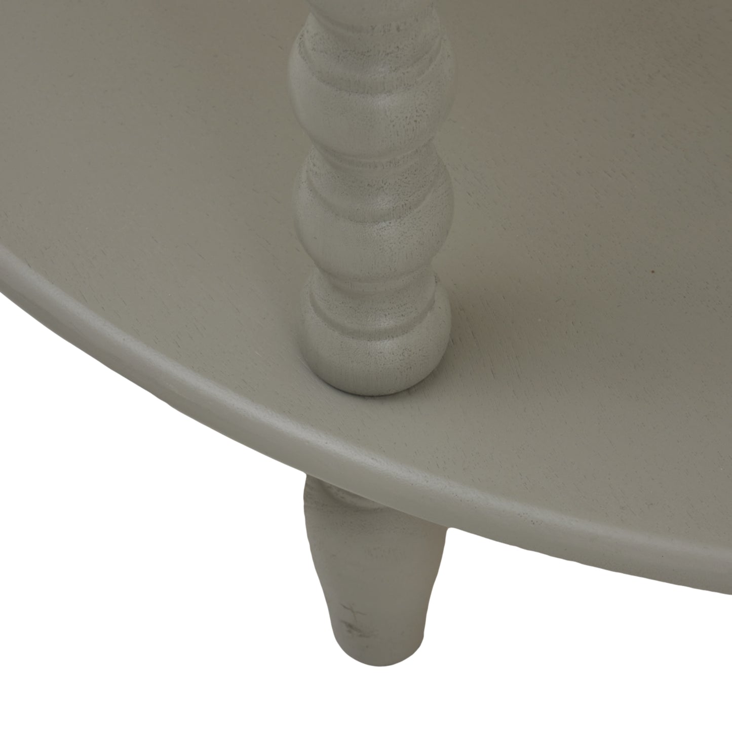 Elevate your space with a refined half-moon console table featuring a three-tiered design in soft gray, showcasing elegant craftsmanship.
