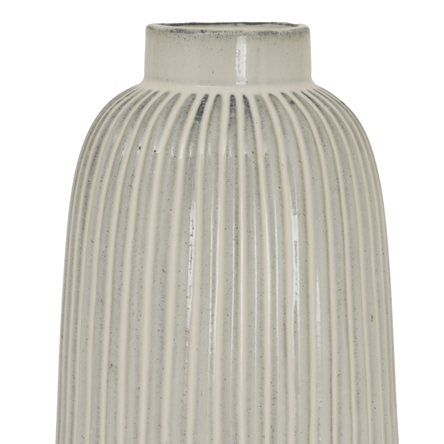 Elegant white vase featuring graceful, ribbed texture and a smooth silhouette, ideal for sophisticated interiors.