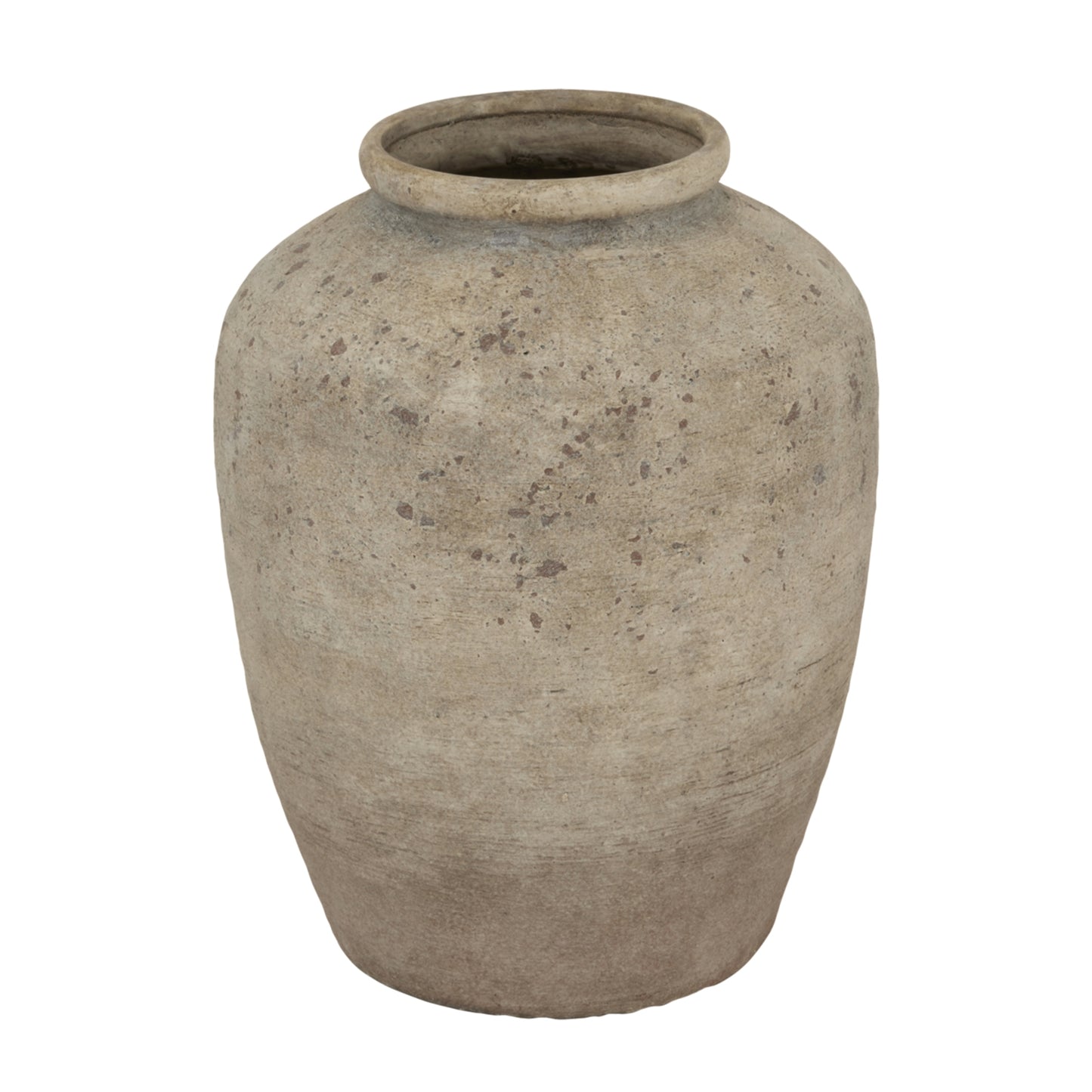 Textured vase with a mottled red finish, showcasing unique variations and elegant proportions, ideal for modern and traditional decor.
