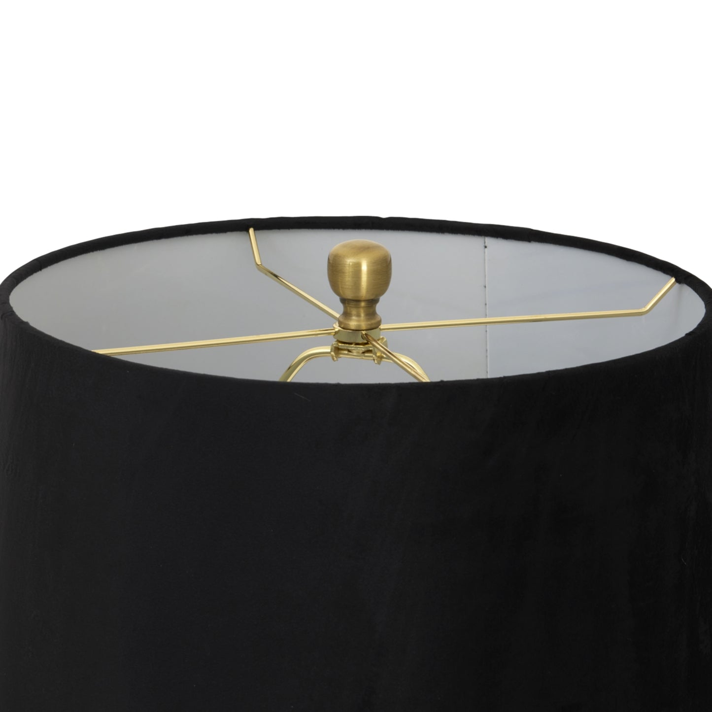 Sleek black velvet shade atop a fluted glass base, showcasing refined artistry and timeless elegance for luxurious lighting.