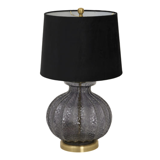 Luxton Glass Fluted Lamp With Black Velvet Shade - Table Lamps from the Quanta Home collection.
