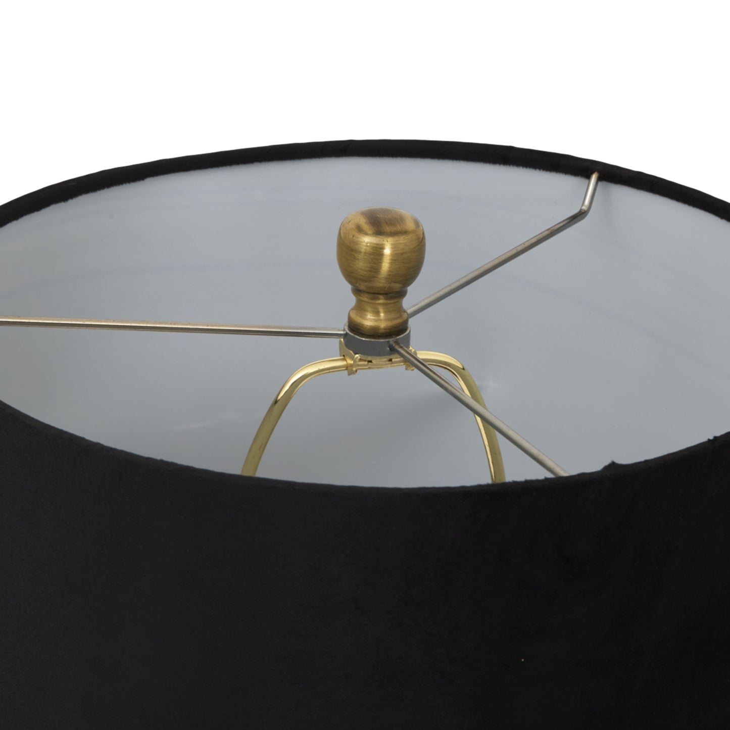 Black velvet shade with a ribbed glass base, showcasing luxurious detail and elegant design for sophisticated lighting.