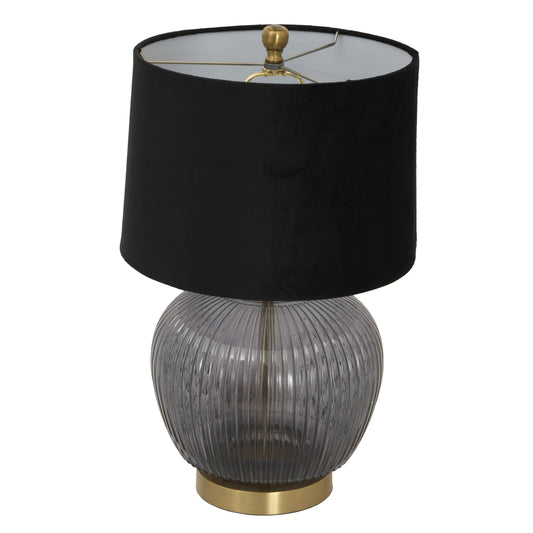 Luxton Glass Ribbed Lamp With Black Velvet Shade - Table Lamps from the Quanta Home collection.