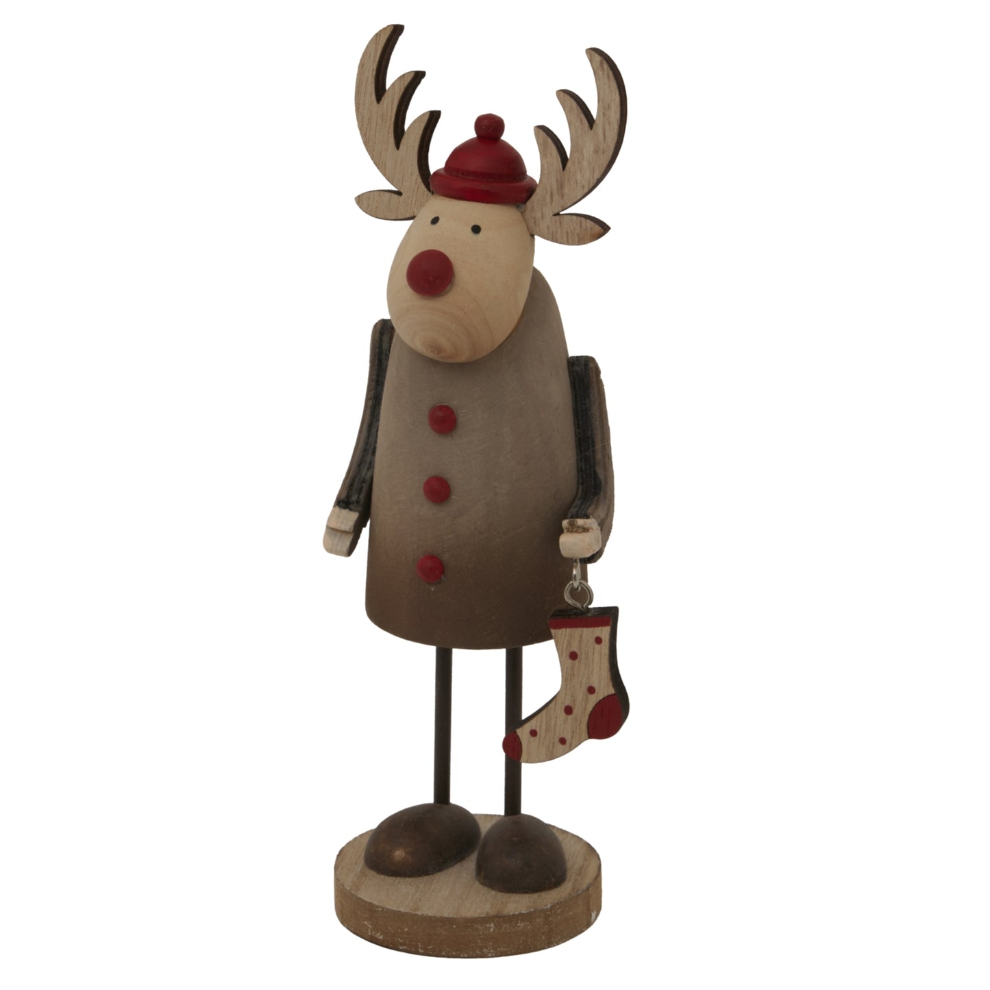 Rustic Rudolf With Stocking Decoration - Christmas Room Decorations from the Quanta Home collection.