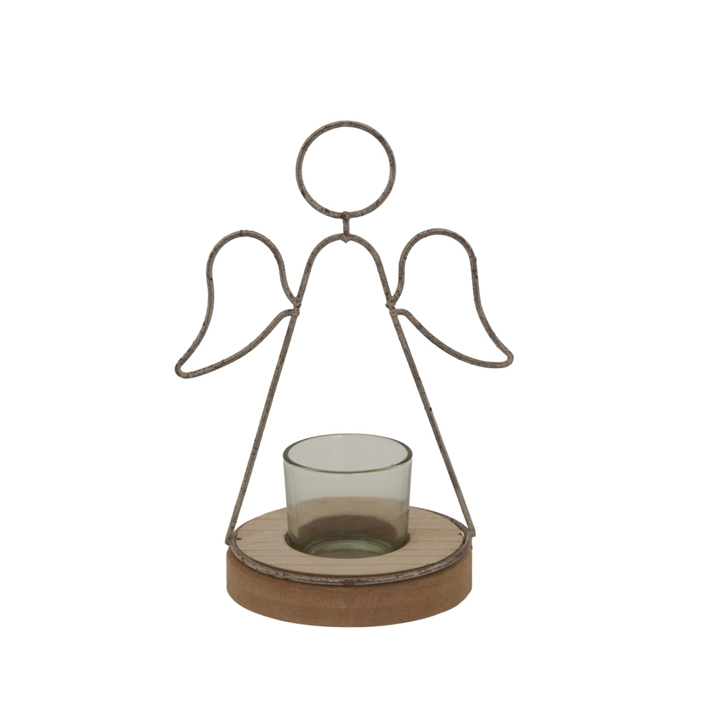 Rustic Outline Angel Tealight On Stand With Glass Votive - Christmas Candles & Candle Accessories from the Quanta Home collection.