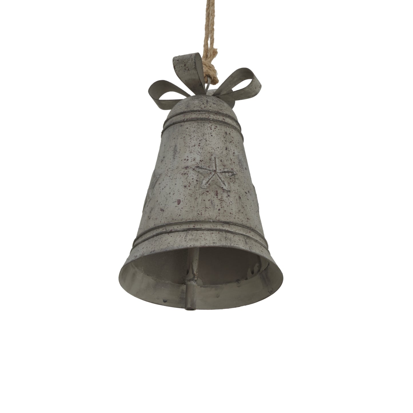 Rustic Metal Hanging Bell With Bow - Christmas Baubles from the Quanta Home collection.