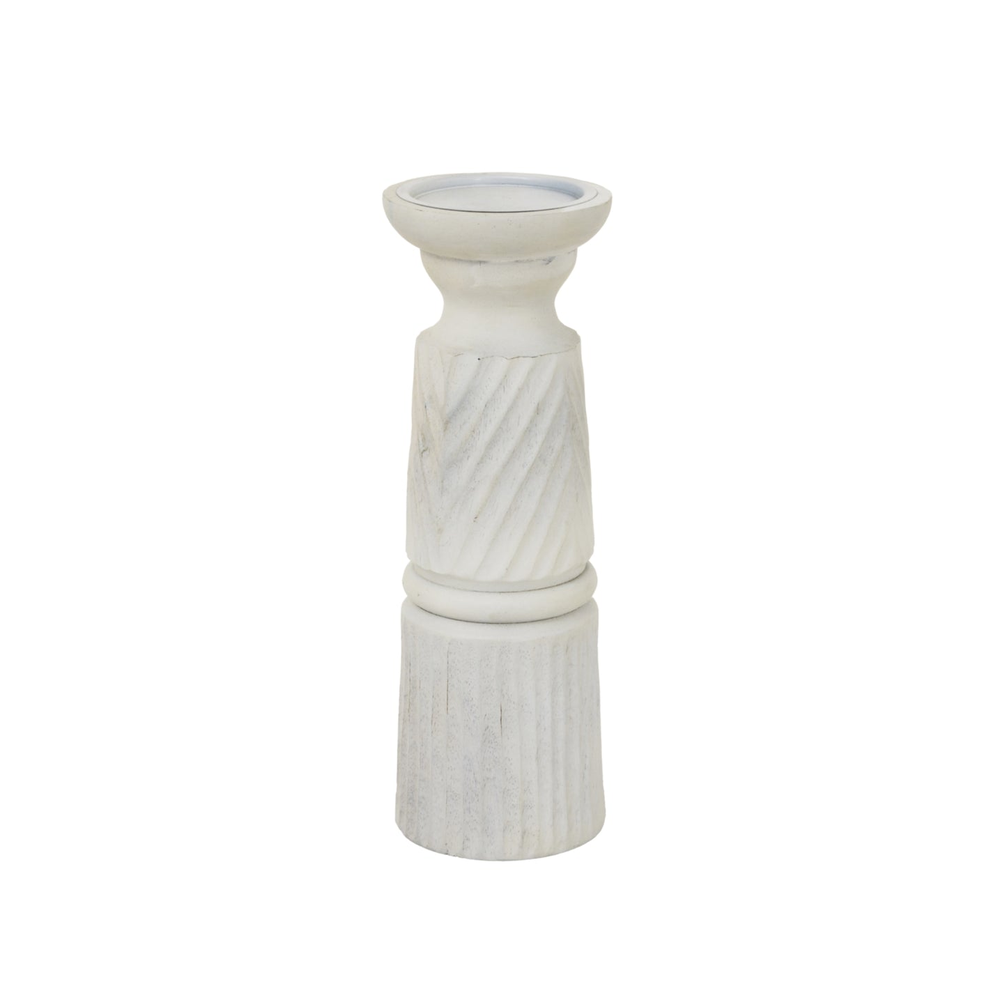 Large White Carved Candle Holder - Candle Holders from the Quanta Home collection.