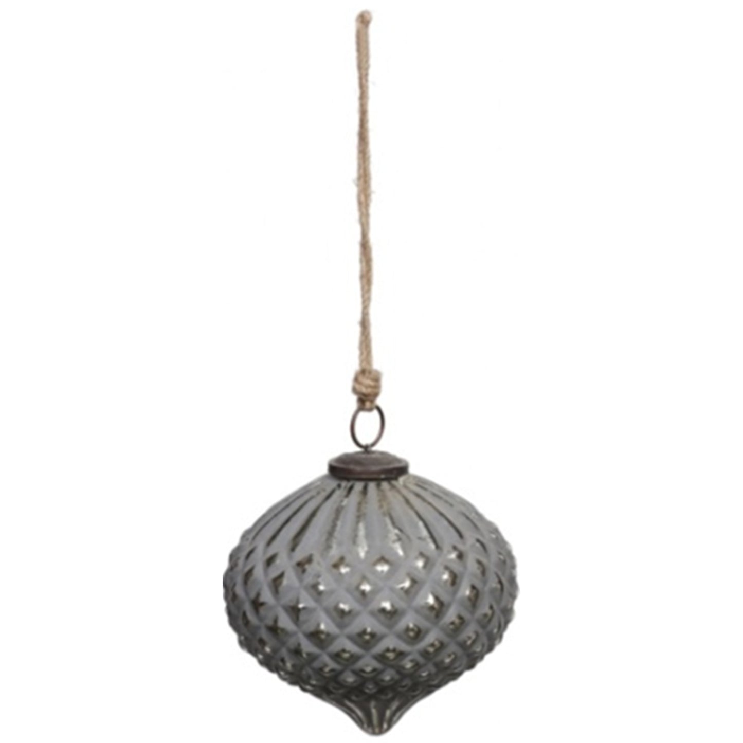 Grey Metallic Collection Large Teardrop Combe Bauble - Christmas from the Quanta Home collection.