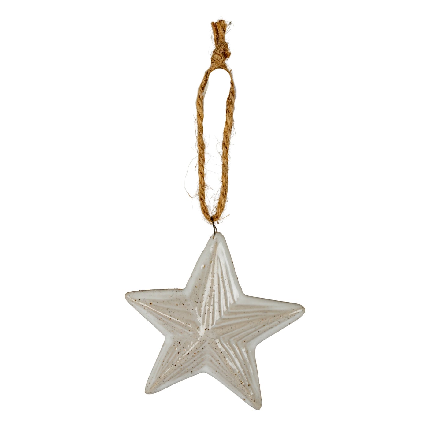 Flurry Star White Ceramic Tree Ornament - 0.8000