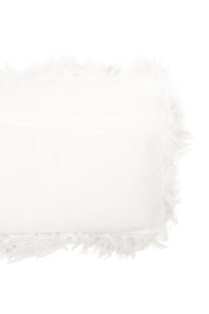 Regis Mongolian Fur White Rectangular Cushion