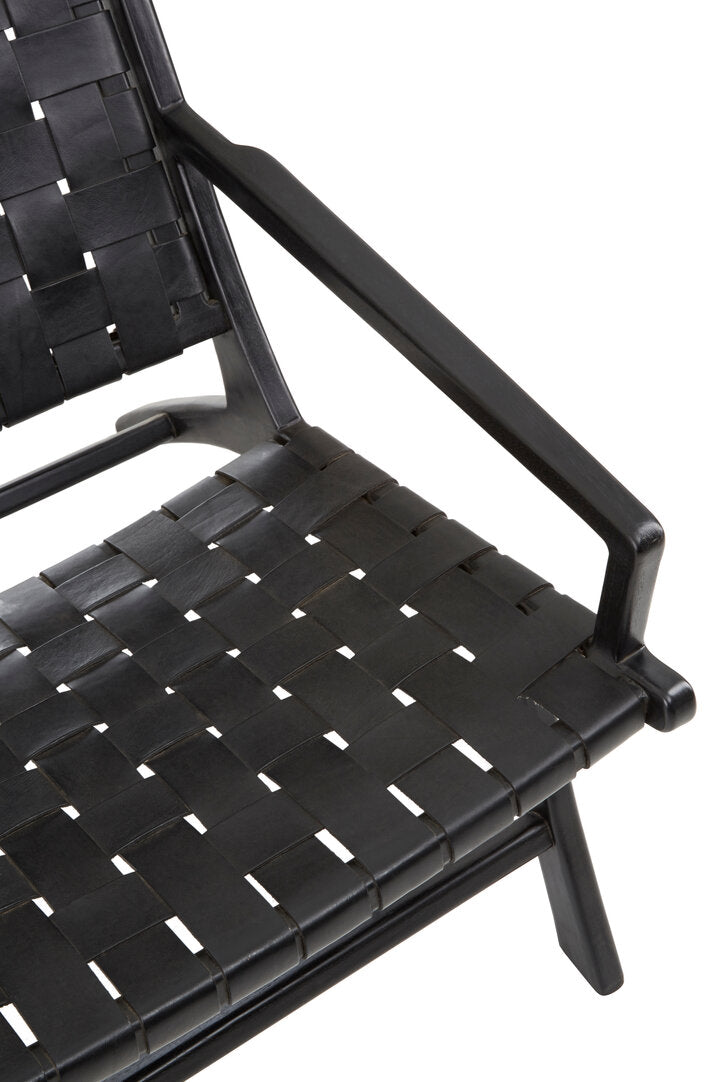 Sumatra Black Leather Woven Chair