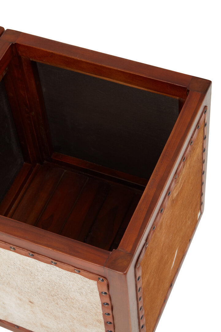 Sumatra Hair on Leather Storage Stool