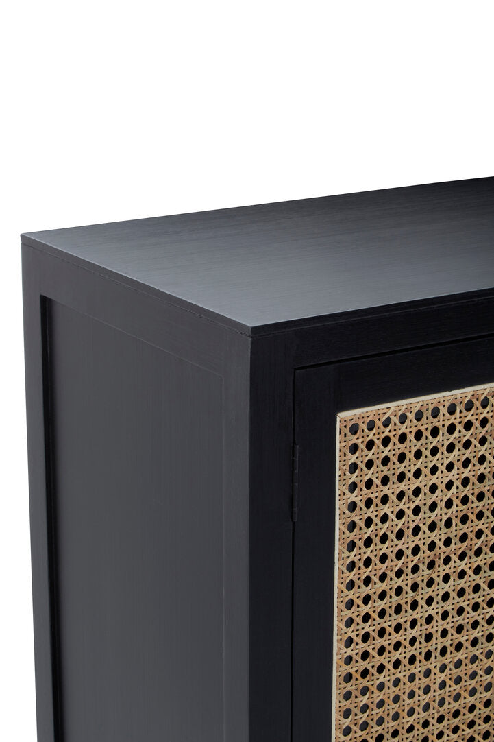 Via Black Sideboard with Two Rattan Doors