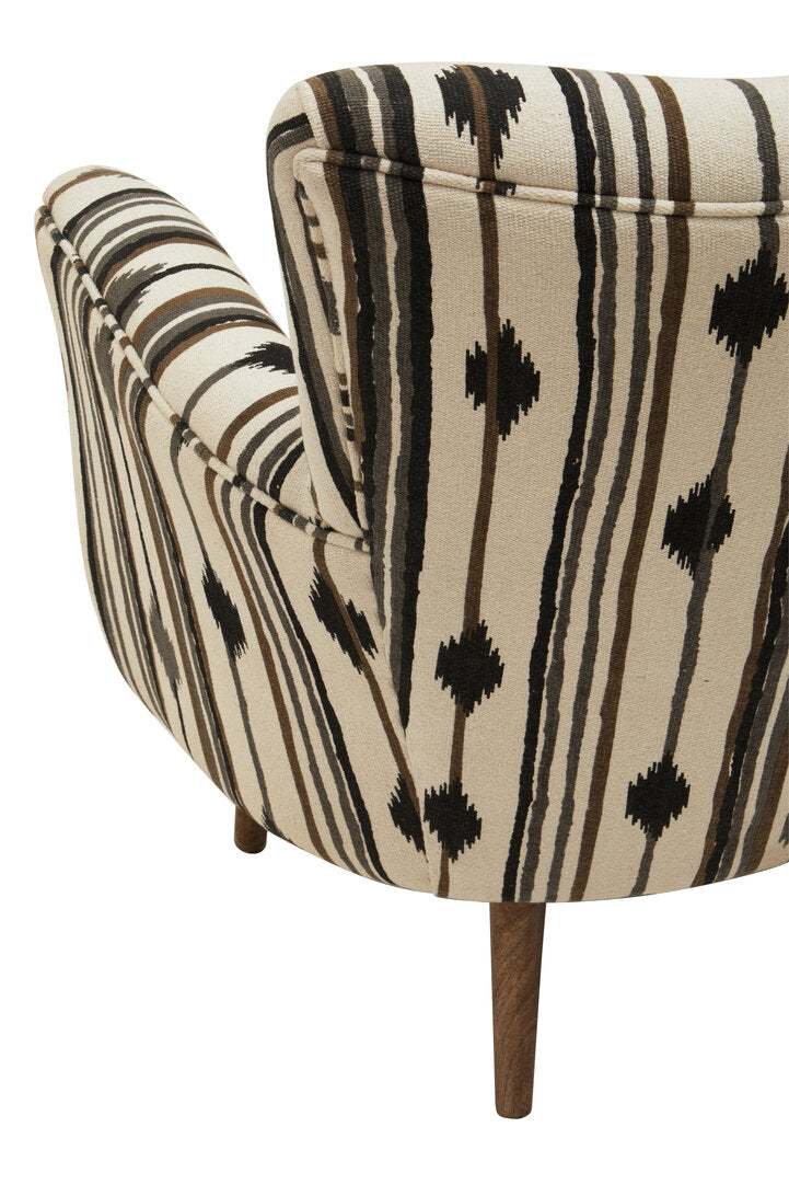 Serene Black and White Chair With Flared Arms