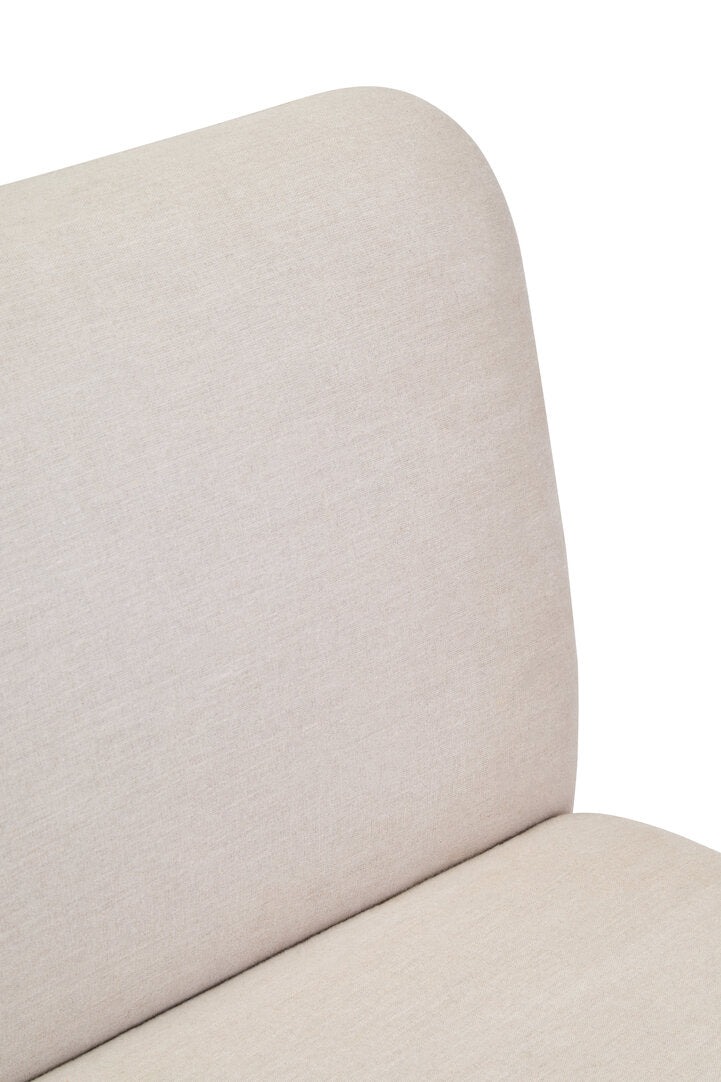 Loom Cream Linen Textured 2 Seater Armless Sofa With Wood Base