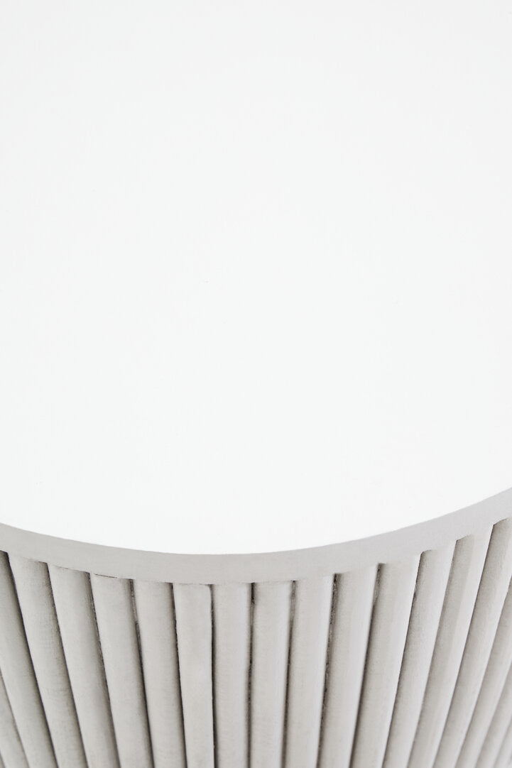 Waltz Whitewash Mango Wood Ridge Detail Side Table