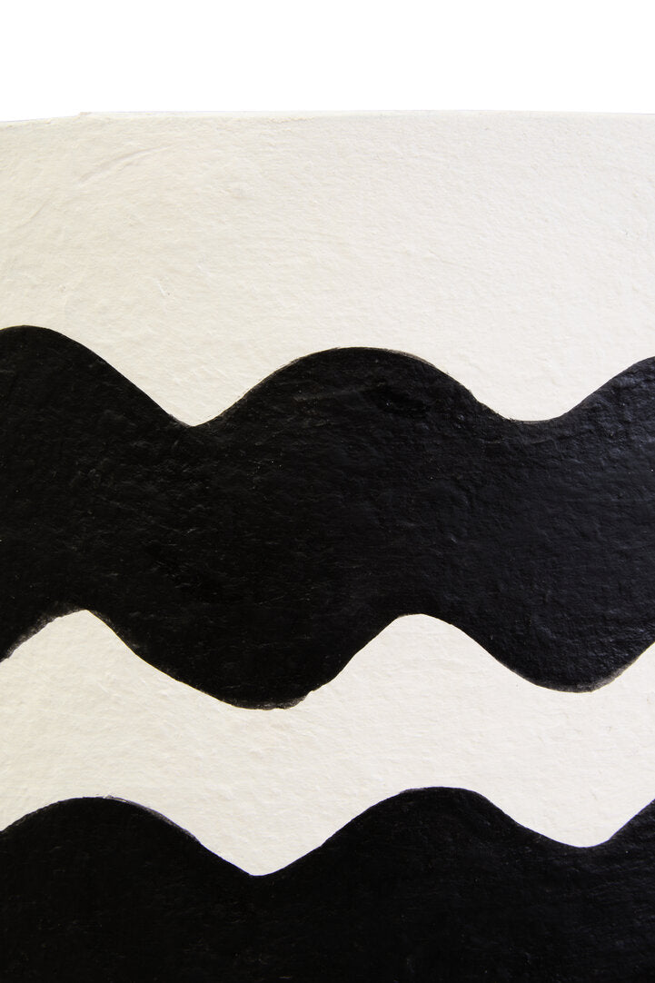 Vellum Black And White Curved Stripe Papier Mache Table Lamp