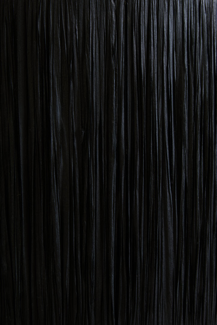 Vellum White Papier Mache Table Lamp With Black Raffia Shade