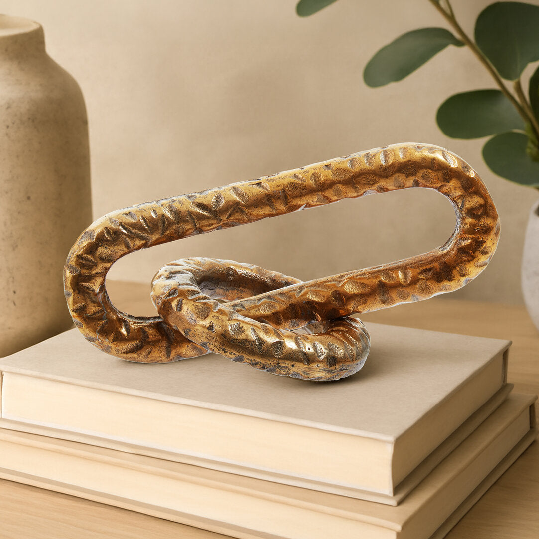 Link Hammered Gold Chain Sculpture
