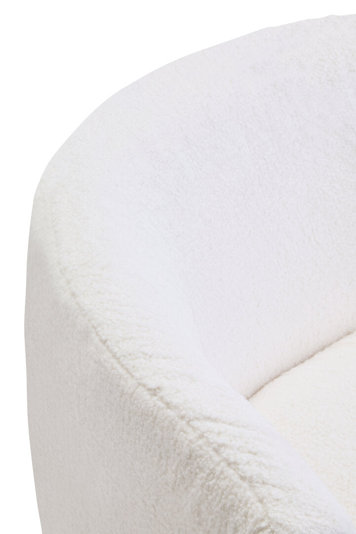 Aspen Ivory Boucle Effect Curved Lounge Chair With Swivel Base