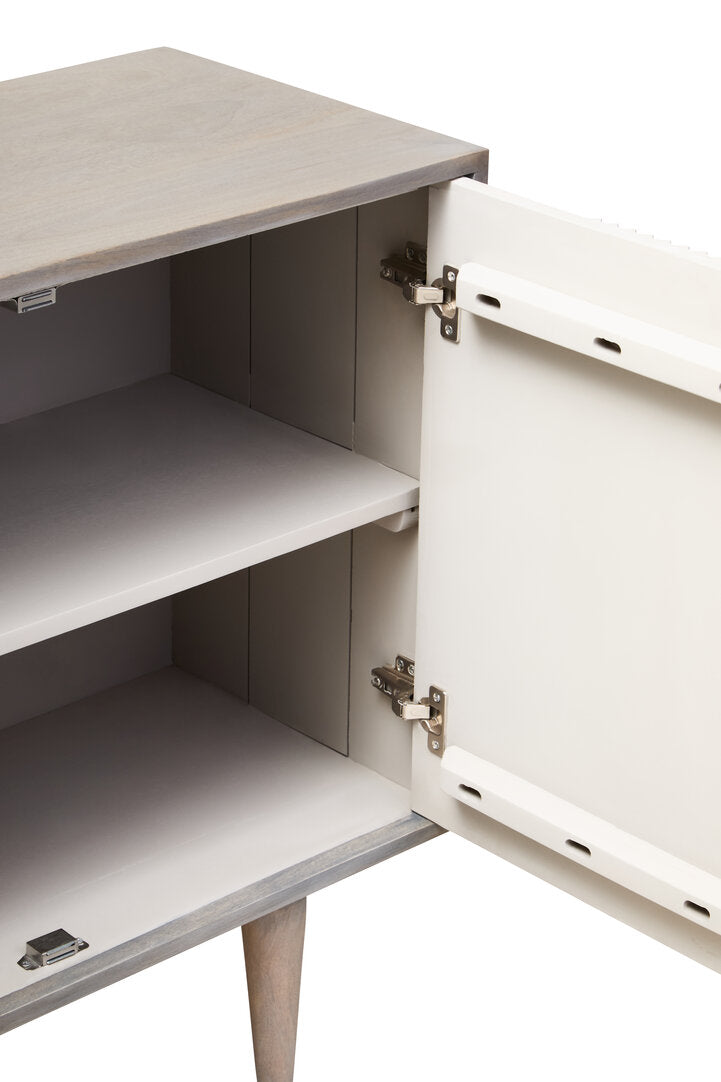 Bengal Two Door Greywash Carved Mango Wood Sideboard