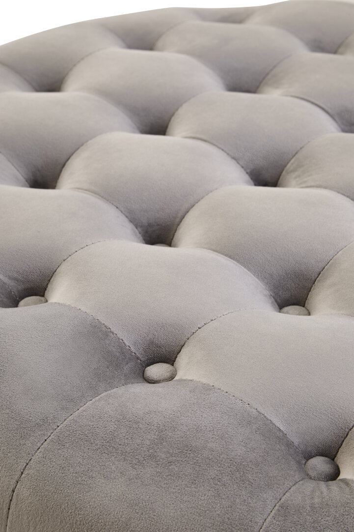 Harper Grey Velvet Round Tufted Footstool