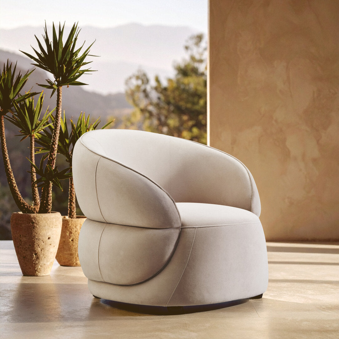 Muse Stone Velvet Curved Chair