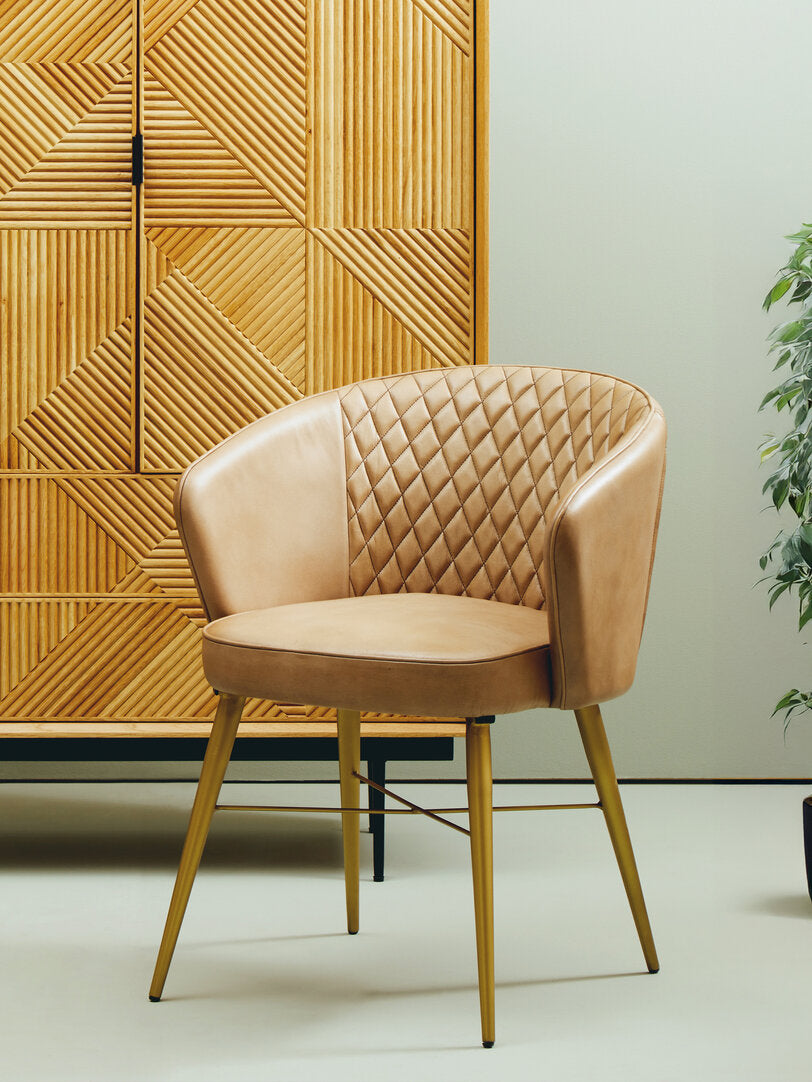 Dakota Grey Leather Chair With Gold Finish Legs