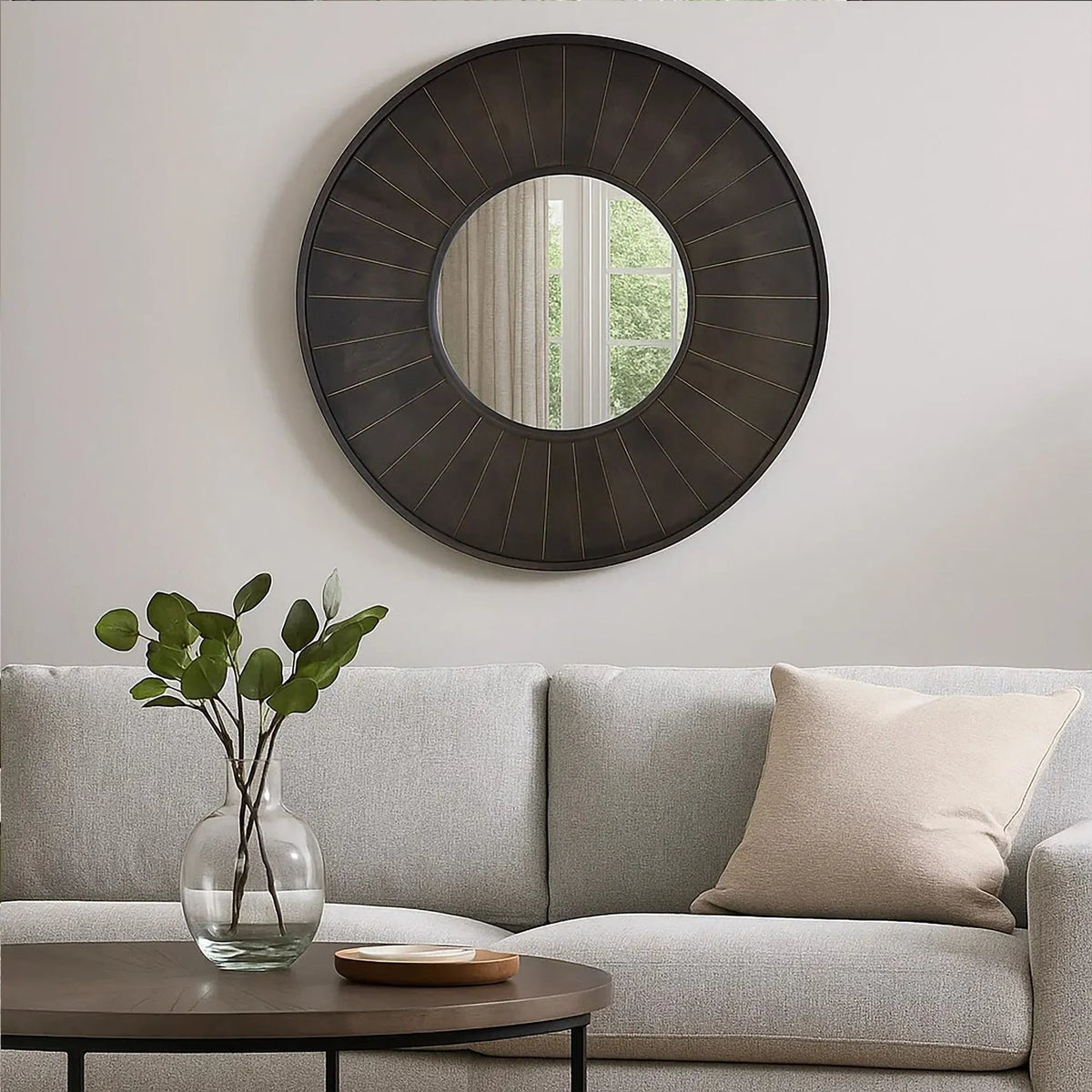 Ravello Mango Wood Round Wall Mirror