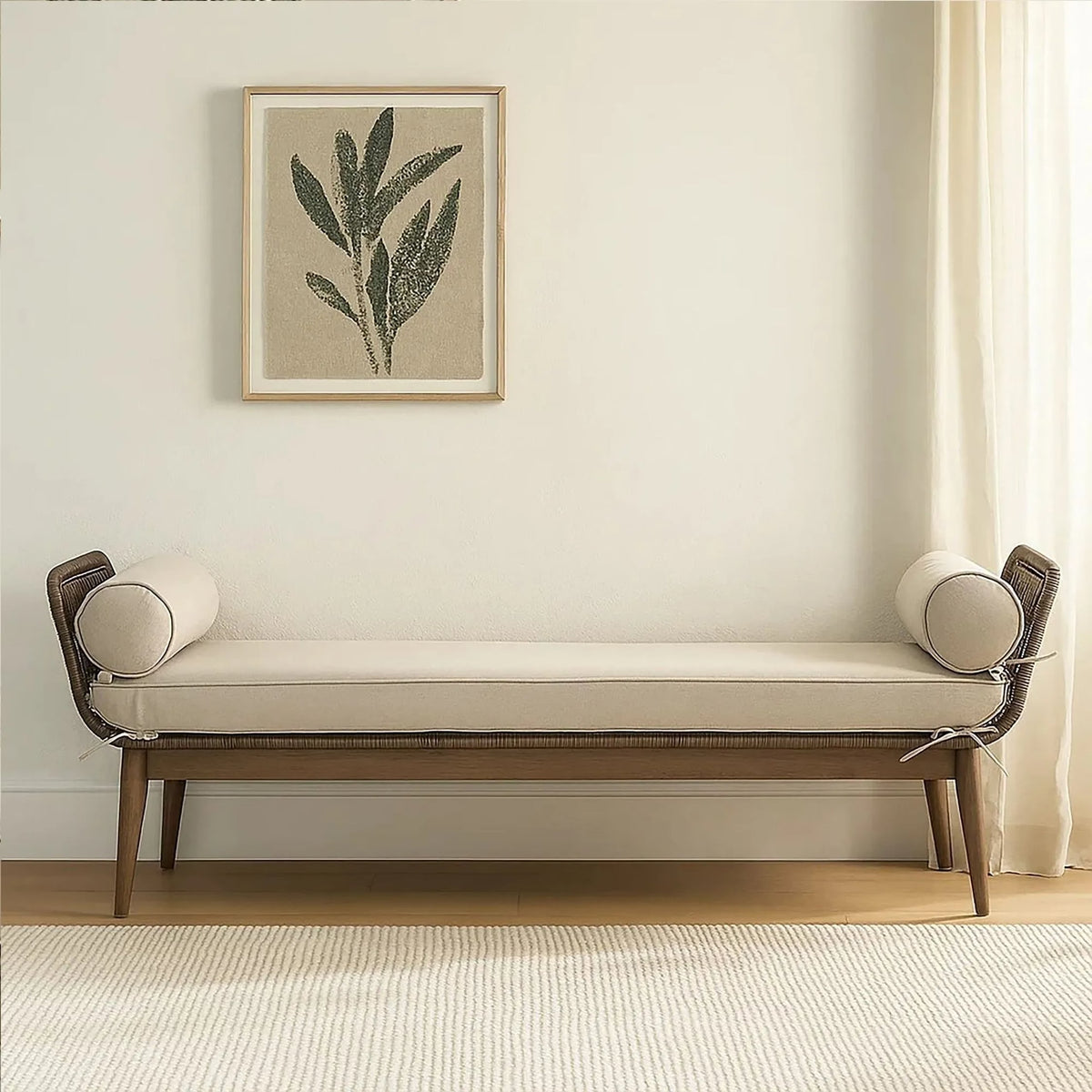 Masterpiece Rope Woven Longue Bench with Cushions