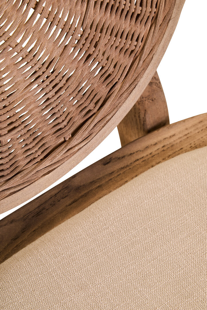 Pacific Beige Fabric and White Wash Elm Wood Dining Chair