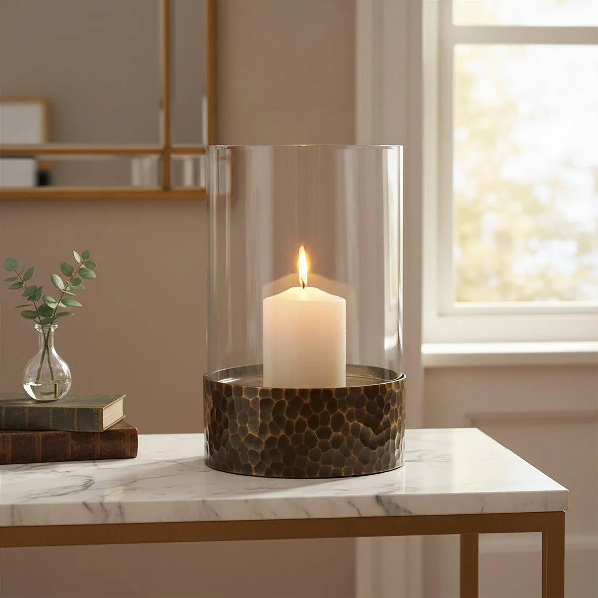 Aureon Large Antique Gold Candle Holder