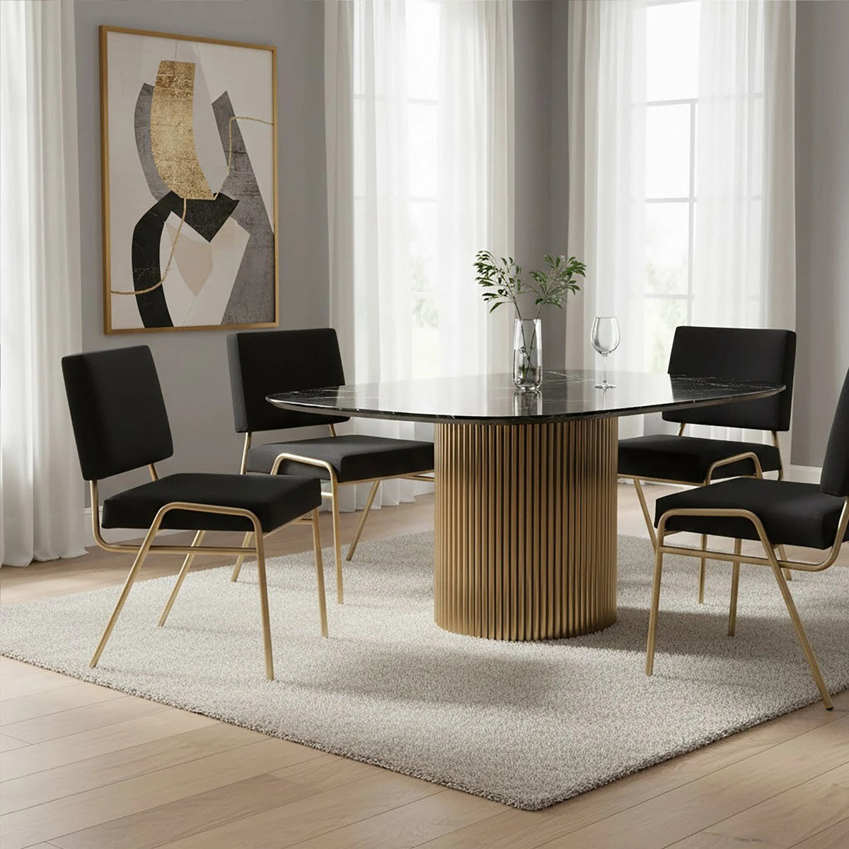 Lenora Black Linen Chair
