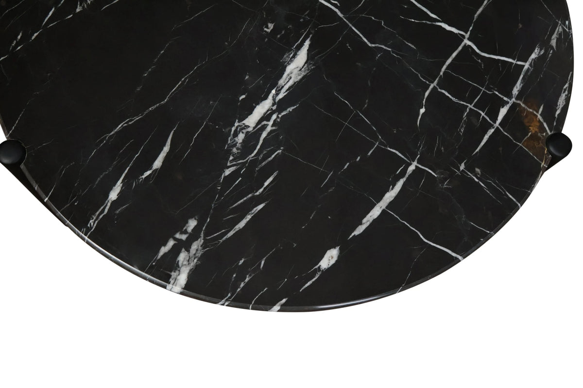 Marlstone Black and White Marble Top Coffee Table with Mango Wood Legs