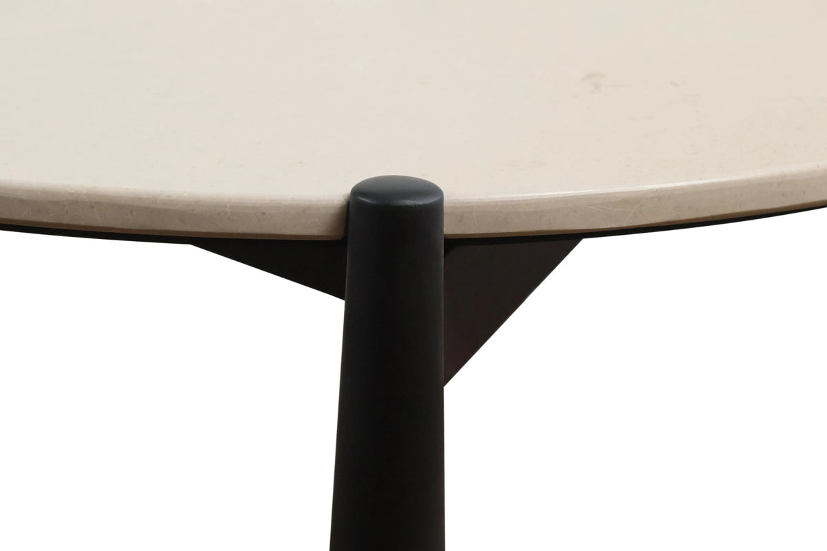 Marlstone Cream Marble Top and Black Mango Wood Coffee Table