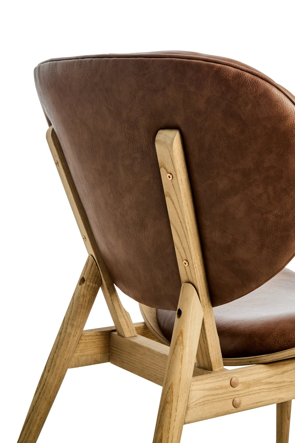 Ashbourne Brown Leather Effect Chair with Elm Wood Frame