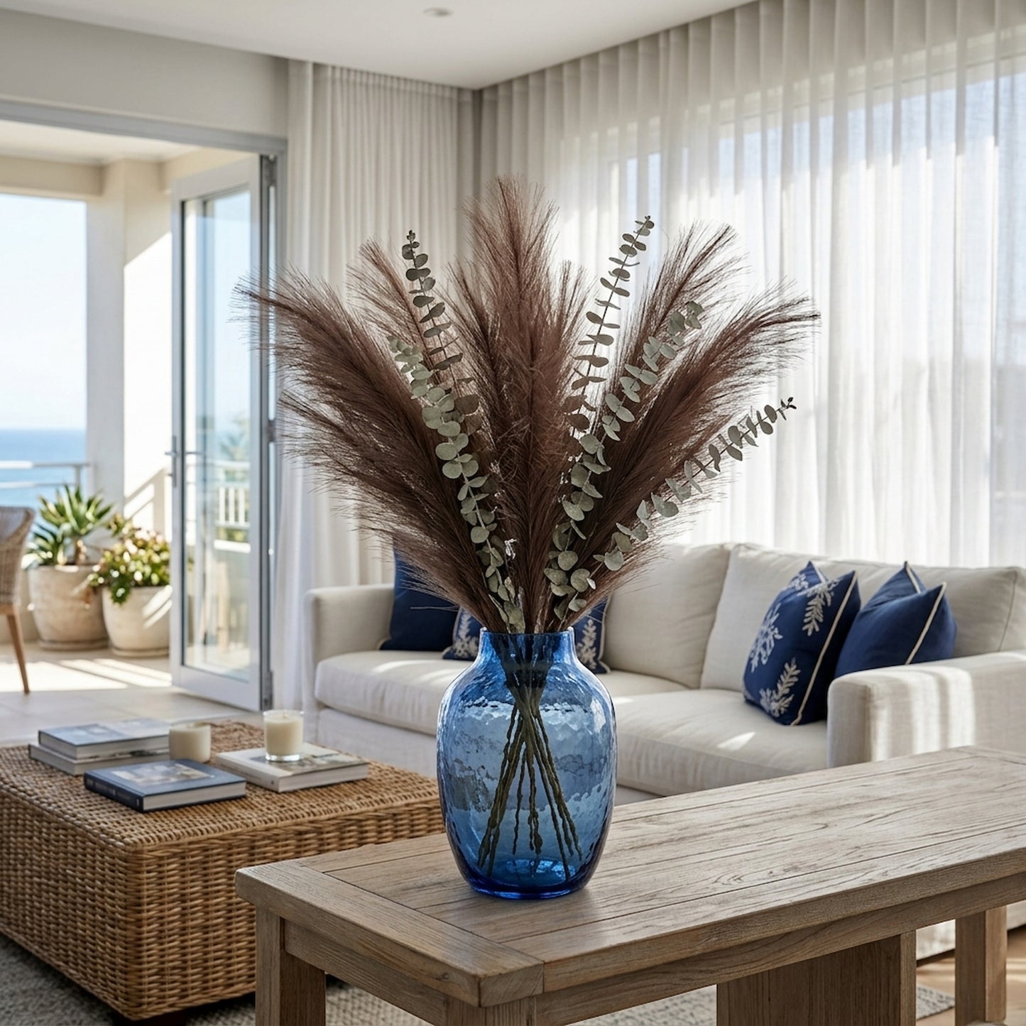 Taupe Faux Pampas Grass Stem