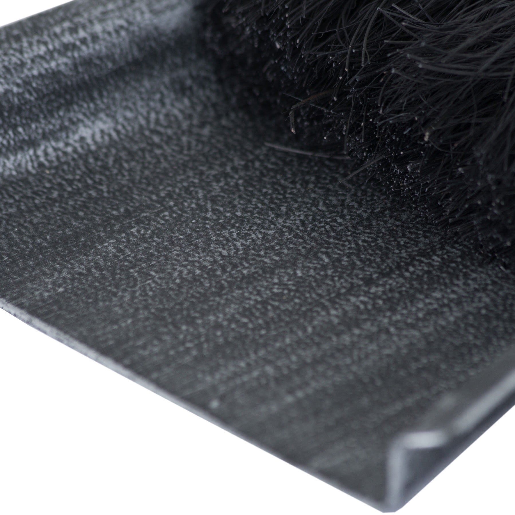 Brushed silver steel hearth tidy set with a traditional crook handle and textured surface, ideal for stylish fireplace maintenance.