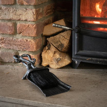 Silver Brushed Steel Crook Top Hearth Tidy Set - Companion Sets & Accessories from the Quanta Home collection.