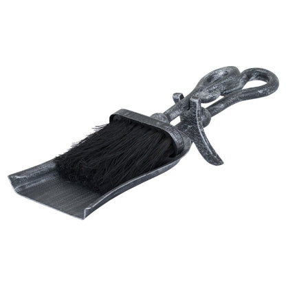 Silver Brushed Steel Crook Top Hearth Tidy Set - Companion Sets & Accessories from the Quanta Home collection.