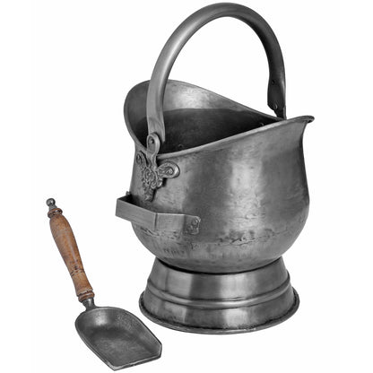 Antique Pewter Coal Bucket with Shovel - Buckets, Hods & Holders from the Quanta Home collection.